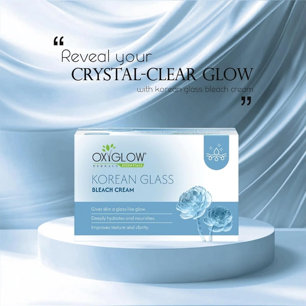 Oxygen Herbals Oxy Glow Oxygen Herbals Korean Glass Bleach Cream 50gm | Instant Skin Brightening & Facial Hair Lightening | Glass Skin Glow | Smooth Radiant Complexion | Salon Like Results at Home