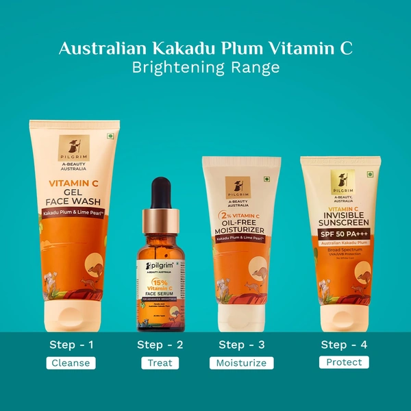 Pilgrim 15% Vitamin C Face Serum - 20ml | With Ferulic Acid & Kakadu Plum | For Advanced Brightness | Reduces Dark Spots & Evens Skin Tone | Glowing & Bright Skin | Fragrance Free | For All Skin Types