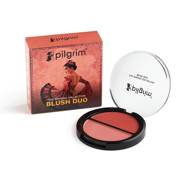 Pilgrim Blush 2-IN-1 Duo Coral Rumba-02, 9g | Dual Shades for a Natural, Buildable Flush of Color, Perfect for Customizing Your Look.