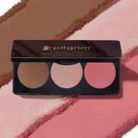 Pilgrim 3-in-1 Face Palette 12g Bold Charme - 03| Blush, Highlighter & Contour Makeup Kit | Highly Pigmented, Long-Lasting | Perfect for All Skin Tones |