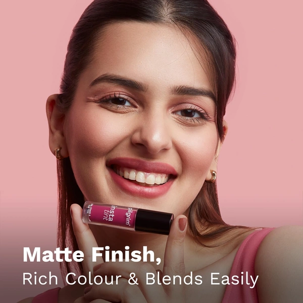 Pilgrim 3-in-1 Insta Tint - 2.5g | Multi-purpose Lip, Cheek & Eye Tint | With Goodness Of Spanish Squalane, Almond Oil, Avocado Oil And Macadamia Nut Oil | Lightweight | Long-lasting & Buildable Color | Natural Glow | Perfect for All Skin Tones | (Pink Filter - 01)