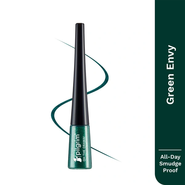 Pilgrim Green Envy Metallic Eyeliner 3.50ml | Highly Pigmented, Smooth Application for Bold, Vibrant Eye Looks.