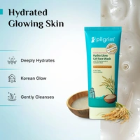 Pilgrim Korean Rice Water Hydra Glow Facewash 100ml | Hydrating Glow Cleanser with Niacinamide & Hyaluronic Acid | Gentle Non-Drying Face Wash for Radiant Skin
