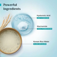 Pilgrim Korean Rice Water Hydra Glow Facewash 100ml | Hydrating Glow Cleanser with Niacinamide & Hyaluronic Acid | Gentle Non-Drying Face Wash for Radiant Skin