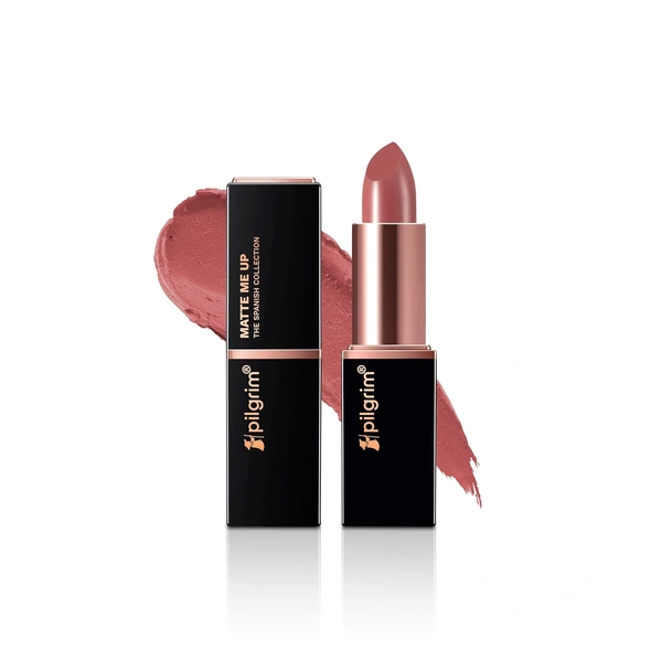 Pilgrim Matte Bullet Lipstick (Cupid's Pink 03)|Soft, Romantic Pink Shade | Velvety Matte Finish & Transferproof | Smudgeproof, Long-Lasting & Comfortable for All-Day Wear