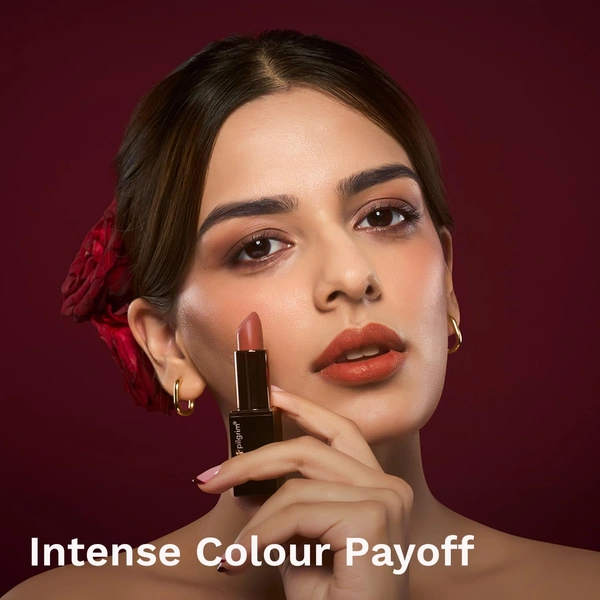 Pilgrim Matte Bullet Lipstick (Nude Mystery 05), Elegant Nude Shade | Long-Lasting Matte Finish | Hydrating with Squalane | SPF 30 Protection | Smudge-Resistant & Vegan