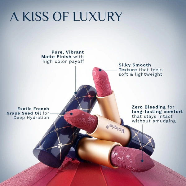 Pilgrim Oh So Creme Bullet Lipstick with Ros� Wine-22 Shade | Silky Matte Finish & Highly Pigmented | Long Lasting & Smooth Glide | Lightweight Formula with French Grape Seed Oil