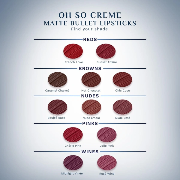 Pilgrim Oh So Creme Bullet Lipstick with Ros� Wine-22 Shade | Silky Matte Finish & Highly Pigmented | Long Lasting & Smooth Glide | Lightweight Formula with French Grape Seed Oil