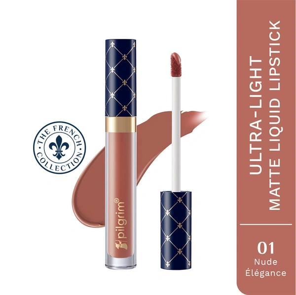 Pilgrim Oh So Creme Lipstick 01 Nude Elegance | Ultra Light Highly PigmentedHighly Pigmented & Matte Liquid Lipstick | Long-Lasting, Smudge-Proof, Transfer-Resistant | Comfortable Wear for All Day Perfection