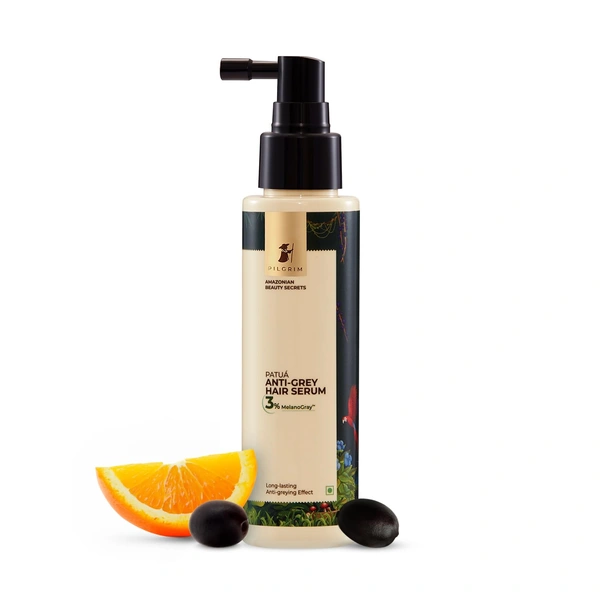 Pilgrim Patua Anti Grey Anti Serum - 90ml | With 3% MelanoGray� | Long-Lasting | Anti Greying Effects | Deep Hydration & Nourishment for Healthy Hair | Restores Natural Hair | for All Hair Types