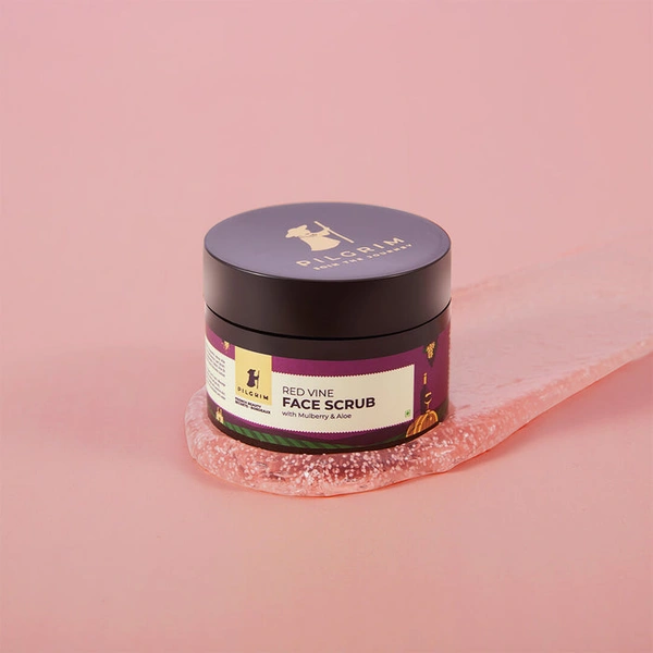 Pilgrim Red Vine Face Scrub with Mulberry & Aloe, 50.0gm | Exfoliates Gently, Brightens Skin, and Leaves It Soft, Smooth, and Refreshed.