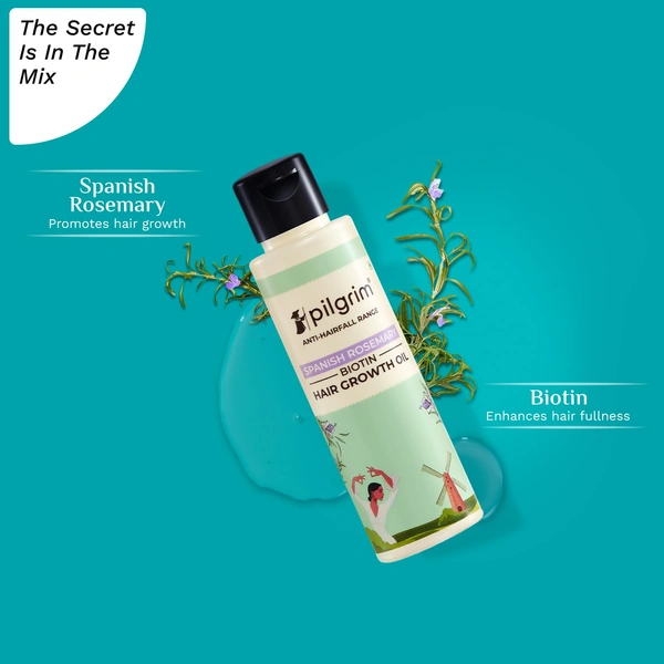 Pilgrim Spanish Rosemary & Biotin Hair Growth Oil 100ml | Stimulates Hair Growth, Strengthens Roots, and Promotes Thick, Healthy Hair.
