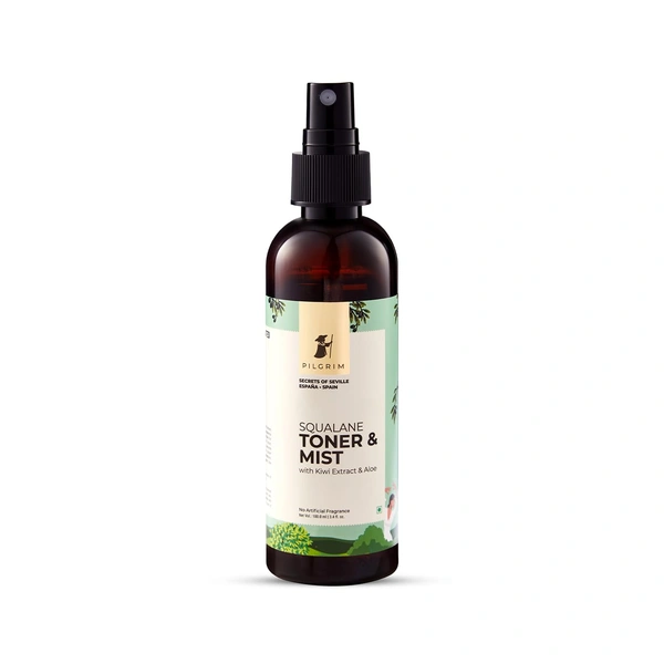 Pilgrim Spanish Squalane Face Toner & Mist - 100ml | With Kiwi Extract & Aloe | Brightens & Soothes Skin | Alcohol-free Toner for Open Pores Tightening | Hydrating & Refreshing | Oil Free Skin | For All Skin Types