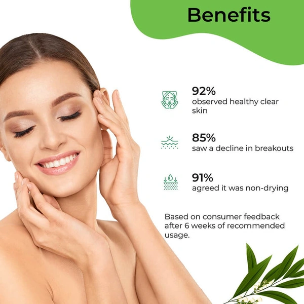 Pilgrim Tea Tree Purifying Gel Face Wash, 100ml | 3.4 fl. oz. | Deep Cleanses Pores | Fights Acne | Gentle