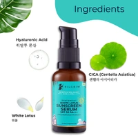 Pilgrim White lotus Sunscreen Serum -30 ml SPF 30 PA+++ | with Hyaluronic acid & CICA | Broad-Spectrum Sun Protection | No white cast | Oil & Silicon free | Non-greasy | Lightweight | UVA and UVB protection | Korean skin care | For All skin types