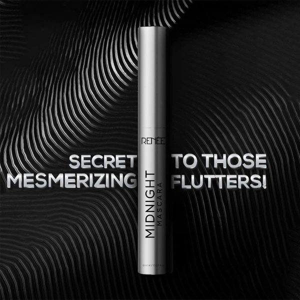 Renee Midnight Mascara 8ml | Volumizing & Lengthening Mascara | Intense Black Lash Definition | Bold, Long-Lasting Lashes | Smudge-Proof Mascara | Darkest Black | Clump-Free | Infused with Vitamin E | Suitable for All Eye Shapes |