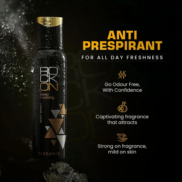 Rock On Elegance Body Spray 150ml | Unisex Long-Lasting Fragrance Deodorant | Refreshing & Energizing Body Spray for Men & Women | Daily Odor Control