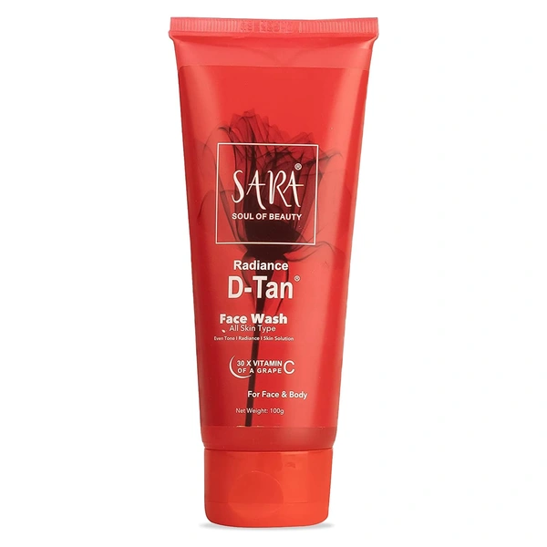 Sara SARA Radiance D-TAN Face Wash | Tan Removal & Brightening Cleanser | Glowing skin | Suitable for All skin Type | Nourishing Face Wash | 100gm