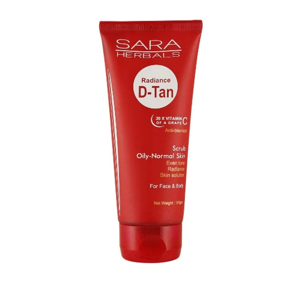 Sara SARA Radiance D-TAN Scrub | For Tan Removal and Glowing Skin | Skin Brightening | Exfoliate and Restore Radiance | Suitable For All Skin Type , 100g