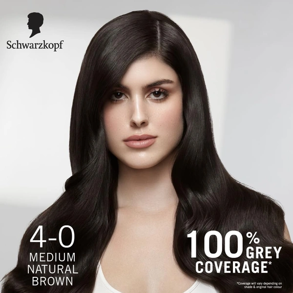 Schwarzkopf Colour Specialist Permanent Hair Colour 100ml| 4.0 Medium Natural Brown Colour with Omegaplex + Hyaluronic Acid | Anti-Breakage Tech | 100% Grey Coverage