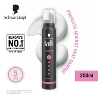 Schwarzkopf Taft Power Mousse for Women & Men| Strong Hold Hair Styling Foam for Long-Lasting Volume | Frizz Control & Flexible Styling | Suitable for All Hair Types