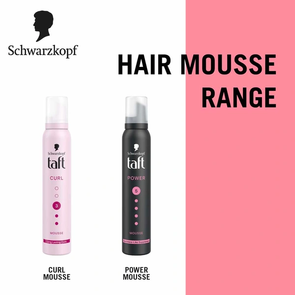Schwarzkopf Taft Power Mousse for Women & Men| Strong Hold Hair Styling Foam for Long-Lasting Volume | Frizz Control & Flexible Styling | Suitable for All Hair Types
