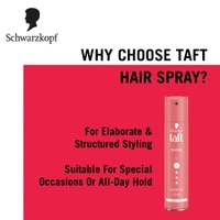 Schwarzkopf TAFT Shine Hair Spray 250ml | Diamond Luminizer Formula for Shiny | Frizz-Free Hair, Strong Hold 4 | Lasts 24+ Hours, Protects from Wind & Humidity
