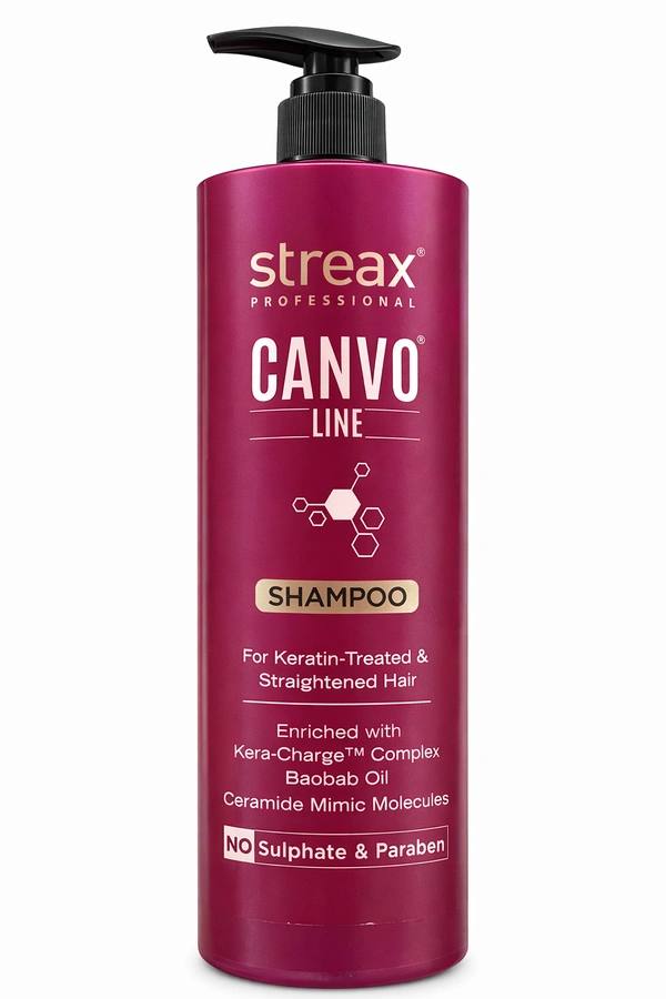 Streax Professional Canvo Line Post Care Range Shampoo 1500 ml | Gentle Cleanse for Chemically Treated Hair | Anti Frizz & Hair Breakage | Straight , Smooth and Shiny Hair | Soft & Tangle Free Hair