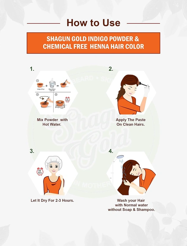 Shagun Gold Organic Indigo Powder 100gm for Hair Growth & Natural Black Hair Colour | 100% Herbal Hair Dye | Chemical-Free Hair Darkening & Conditioning