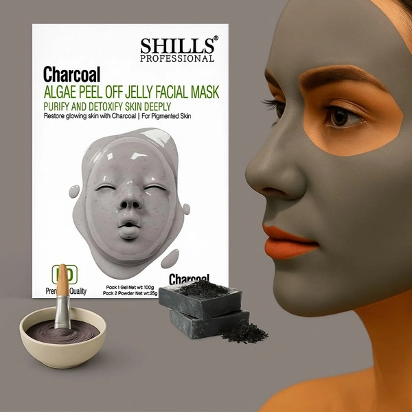 Shills Professional SHILLS Professional Algae Peel Off Jelly Facial Mask 100g 6 Variants Charcoal | Deep Cleansing, Hydration & Skin Brightening | Spa Treatment for All Skin Types