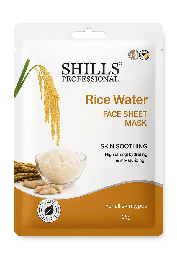 Shills Professional Face Sheet Mask Set with Rice Water | Colour Correction, Brightening & Hydration | Evens Skin Tone & Restores Glow | Suitable for All Skin Types