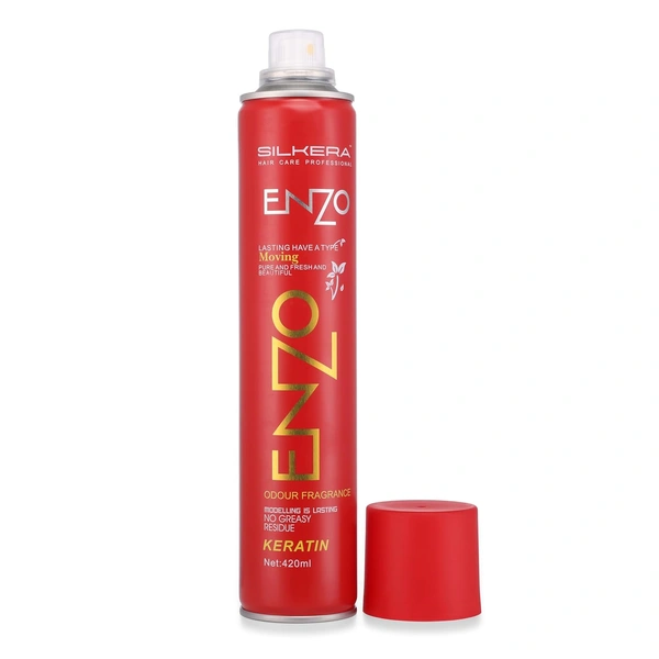 Silkera Professional Silkera Enzo Hair Spray 420ml Red | Keratin Enhanced Long-Lasting Hair Spray | No Greasy Residue | Suitable for All Hair Types | Salon & Home Use