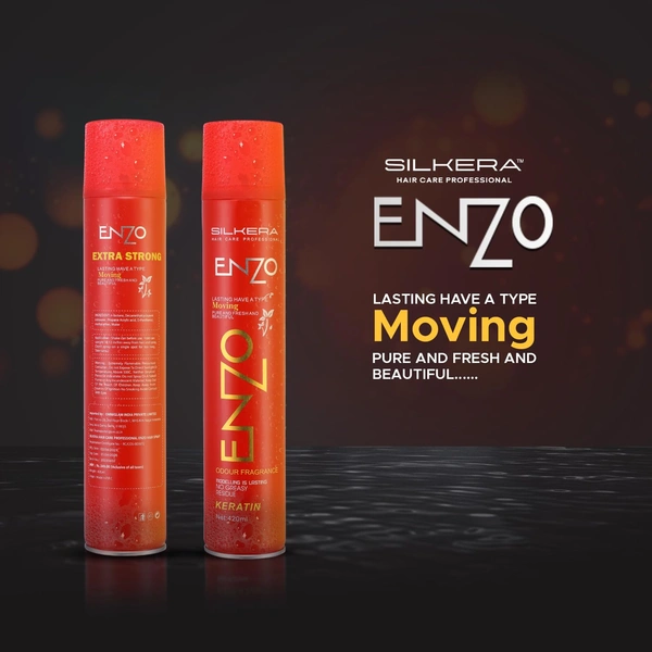 Silkera Professional Silkera Enzo Hair Spray 420ml Red | Keratin Enhanced Long-Lasting Hair Spray | No Greasy Residue | Suitable for All Hair Types | Salon & Home Use
