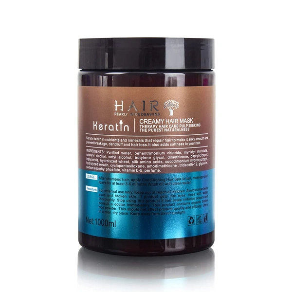 Silkera Professional Keratin Cream Hair Mask 1000ml For Girls & Boys | Moisturizing & Smoothing Treatment for Dry, Damaged, Frizzy Hair