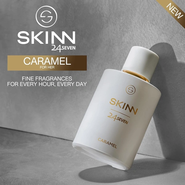 Skinn Titan Skinn 24Seven Caramel Eau De Parfum for Women 100ml | Decadent & Long-Lasting Fragrance | Caramel, Praline & Amber Notes | Ideal for Evening Wear | Premium Perfume for Women