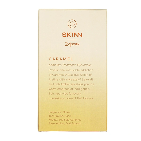 Skinn Titan Skinn 24Seven Caramel Eau De Parfum for Women 100ml | Decadent & Long-Lasting Fragrance | Caramel, Praline & Amber Notes | Ideal for Evening Wear | Premium Perfume for Women