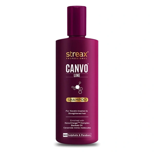 Streax Professional Canvoline Post Care Range Shampoo | Gentle Cleanse for Chemically Treated Hair | Anti Frizz & Hair Breakage | Straight , Smooth and Shiny Hair | Soft & Tangle Free Hair | 300ml