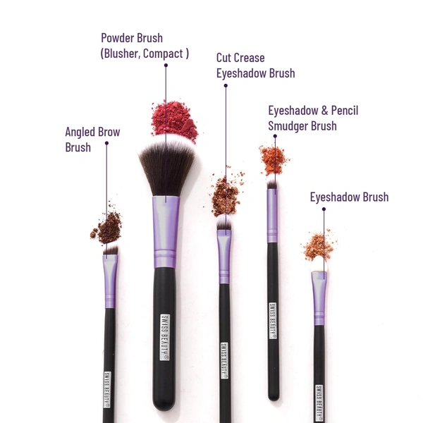 Swiss Beauty 5 Pcs Makeup Brush Set | Purple 01 | High Quality Synthetic Fibre