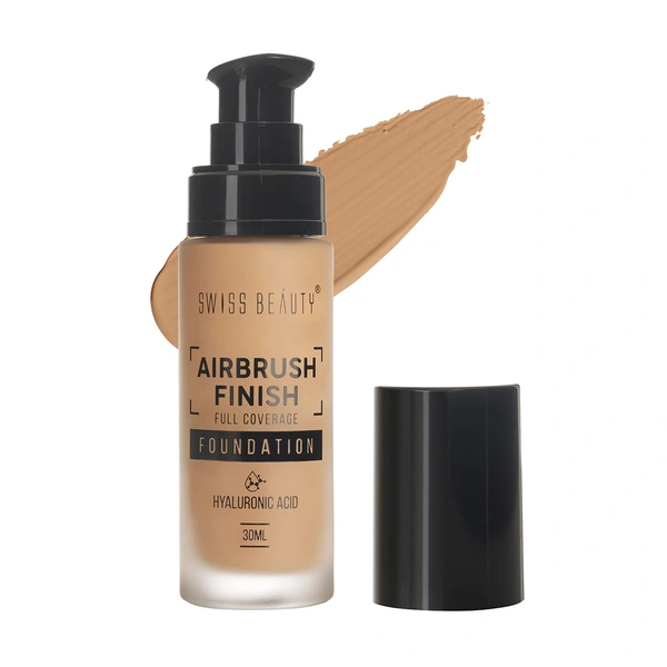 Swiss Beauty AirBrush Finish Foundation 30ml 03 Nude Beige Natural matte finish | Full coverage | Doesn't crease | Easy to blend | Long-lasting