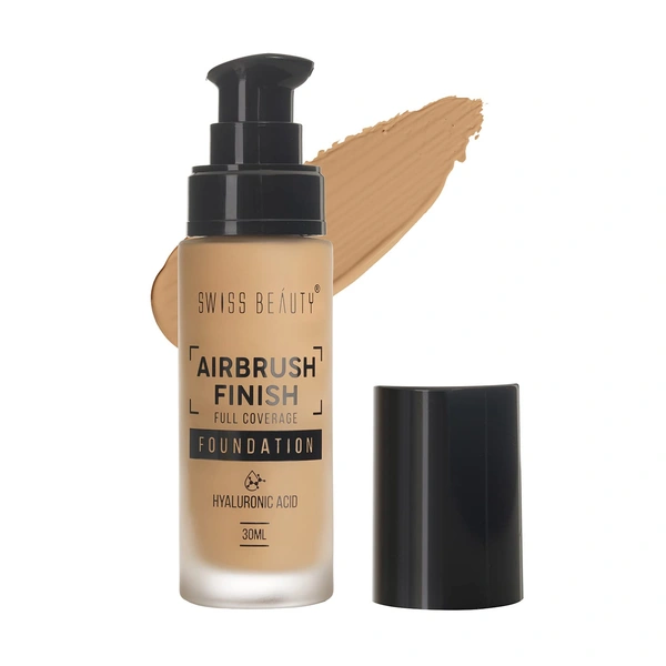 Swiss Beauty AirBrush Finish Foundation 30ml 05 Caramel Beige Natural matte finish | Full coverage | Doesn't crease | Easy to blend | Long-lasting