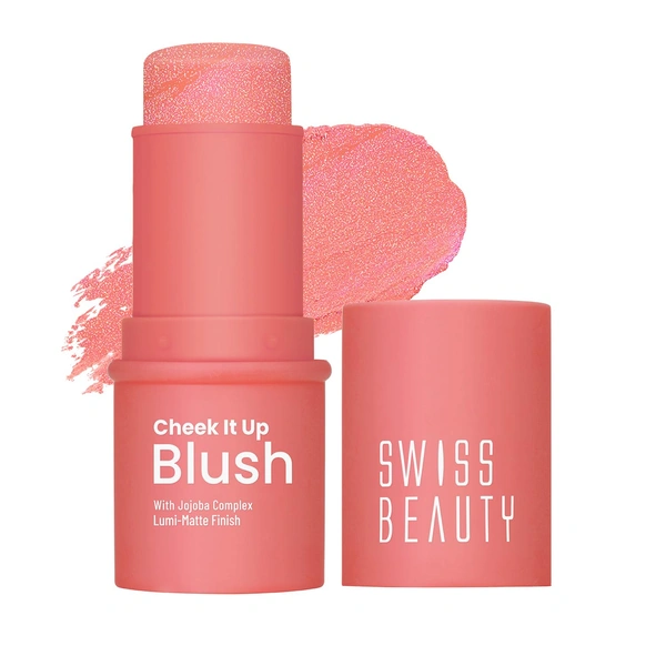 Swiss Beauty Cheek It Up Blush for Cheeks | With Jojoba Complex Lumi-Matte Finish | Natural Radiant Flush | Long-Lasting Color | Lightweight | Easily Blendable | Shade- Mood Lifter Coral, 8g