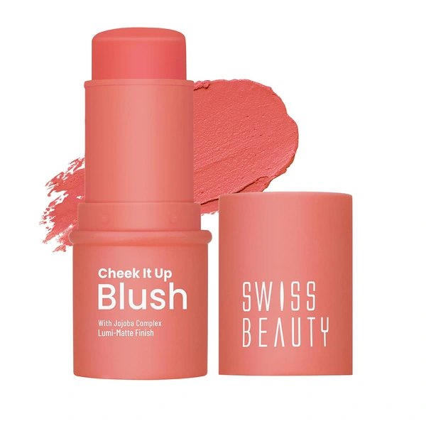 Swiss Beauty Cheek It Up Blush for Cheeks | With Jojoba Complex Lumi-Matte Finish | Natural Radiant Flush | Long-Lasting Color | Lightweight | Easily Blendable | Shade- Too Cheeky, 8g