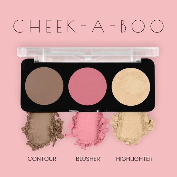 Swiss Beauty Cheek-A-Boo Face Palette 3-in-1 Blusher, Contour & Highlighter Shade 03 for a Sculpted Glow| Highly Pigmented, Blendable & Long-Lasting