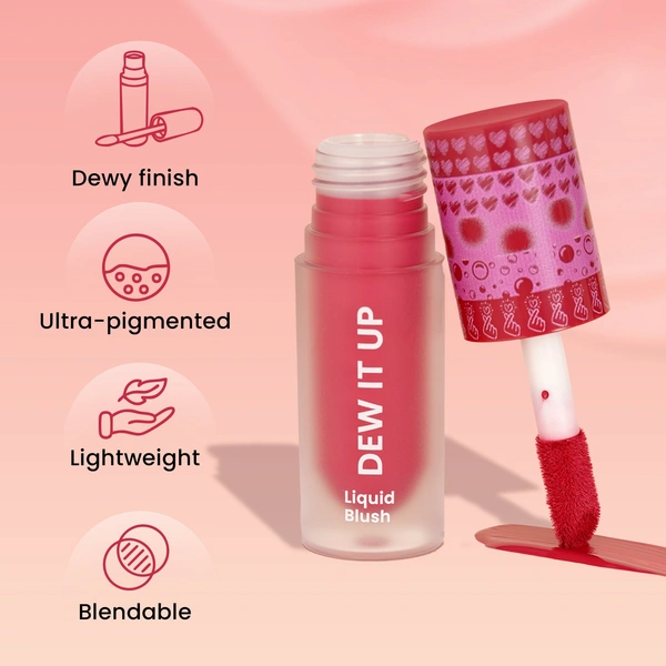 Swiss Beauty Dew It Up Liquid Blush 03-Dusty Pink 4ml | Ultra-Pigmented & Lightweight | Infused with Vitamin E & C | Dewy, Natural Finish | Blendable & Long-Lasting