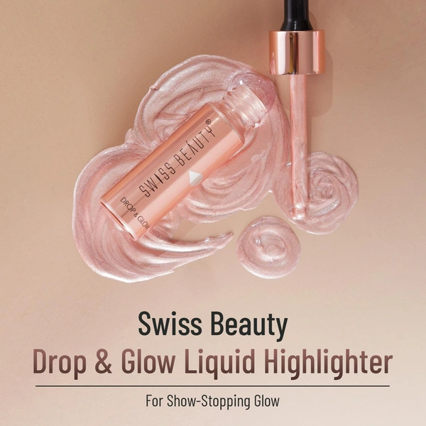 Swiss Beauty Drop & Glow Light Brown Liquid Highlighter | Lightweight, Blendable & Long-Lasting | Multi-Use Illuminator for a Radiant, Dewy & Luminous Golden Glow