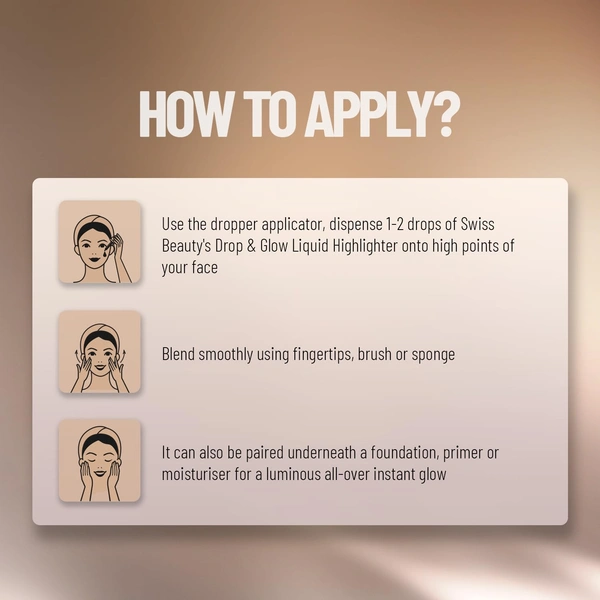 Swiss Beauty Drop & Glow Light Brown Liquid Highlighter | Lightweight, Blendable & Long-Lasting | Multi-Use Illuminator for a Radiant, Dewy & Luminous Golden Glow