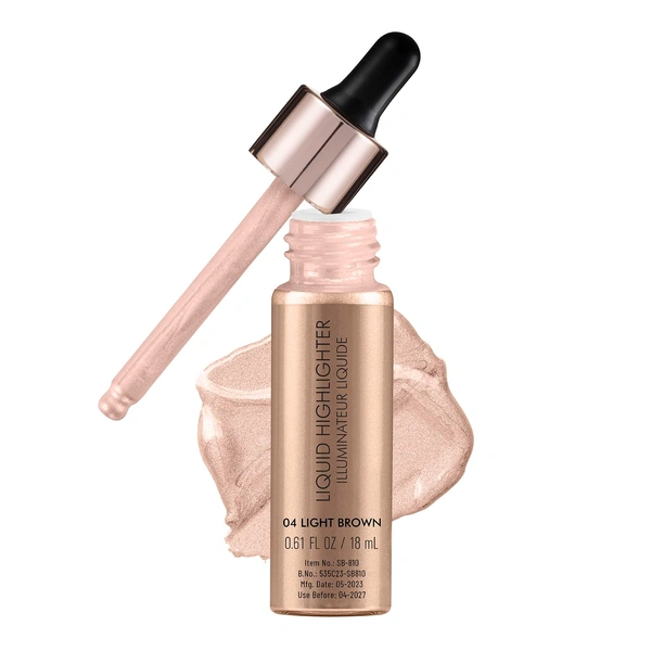 Swiss Beauty Drop & Glow Light Brown Liquid Highlighter | Lightweight, Blendable & Long-Lasting | Multi-Use Illuminator for a Radiant, Dewy & Luminous Golden Glow