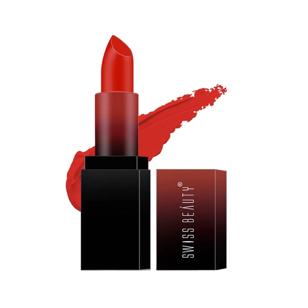 Swiss Beauty HD Matte Lipstick 3.5g | Orange Red 02| Suitable For All Skin Tones