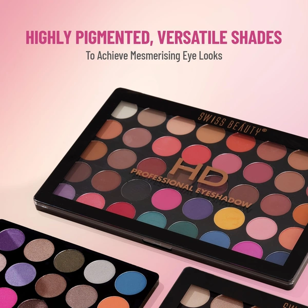 Swiss Beauty HD Professional 40 Pigmented Colors Eyeshadow Palette 48g | Versatile Look | Creative Eye Looks | Long Lasting Easily Blendable | Shade - 03