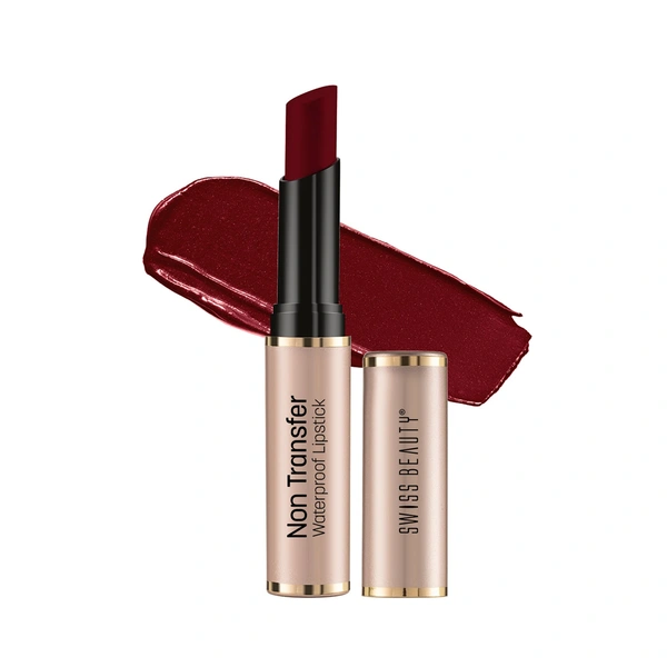 Swiss Beauty Non Transfer Waterproof Lipstick 3g | Wine Red 410 | Easy To Use